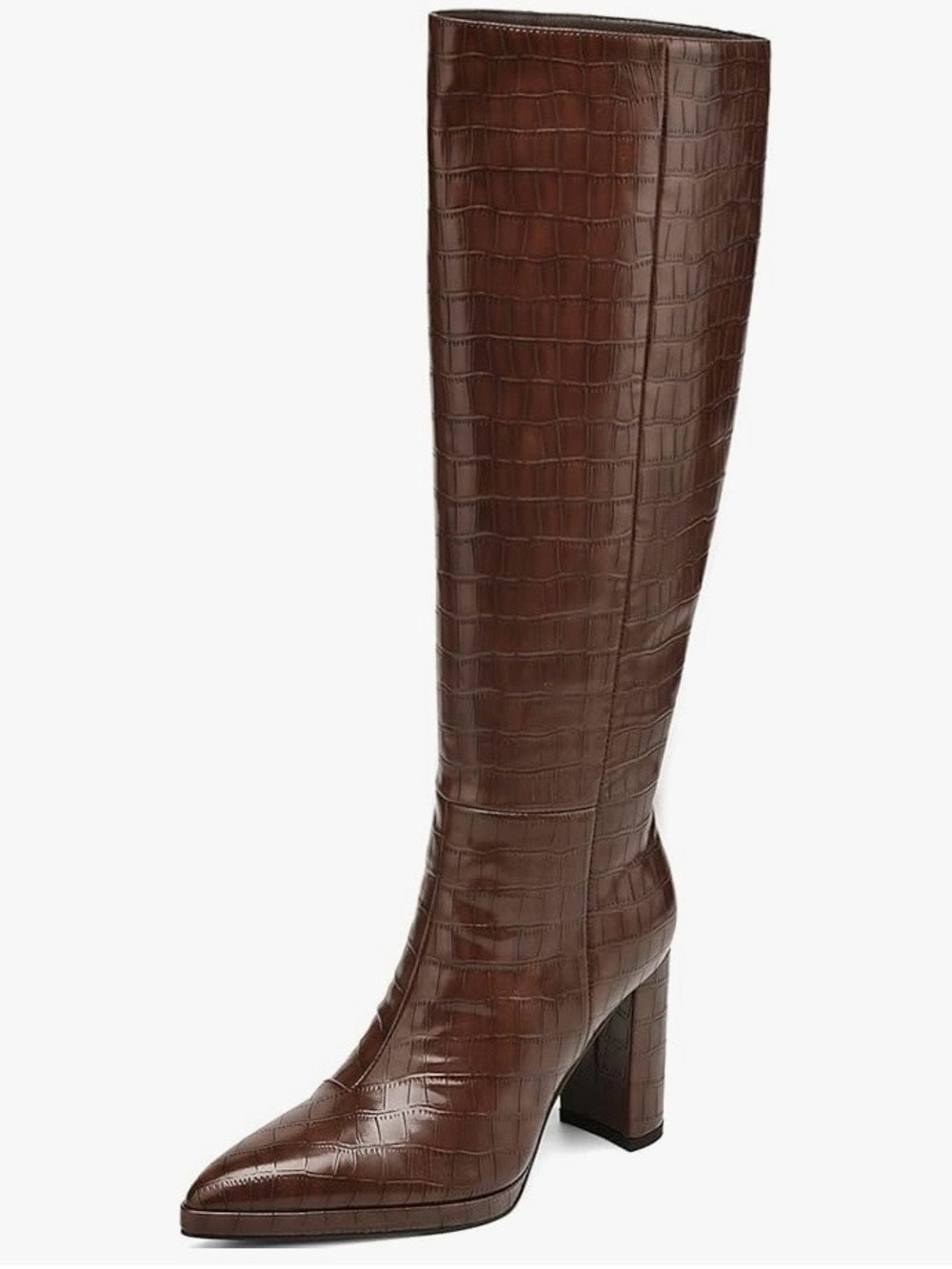 Knee High Women Platform Brown Boots Pointed, Sided Half Zipper, 9 1/2, NEW